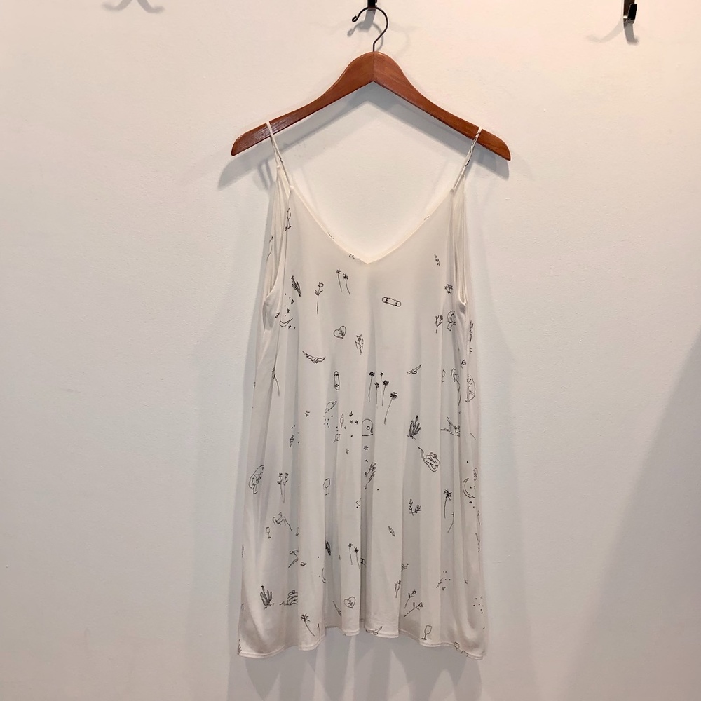 Aritzia Talula White Lined Slip Dress with Sketches (RARE)